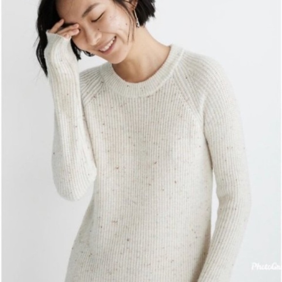 Madewell Curved-Hem Cream Sweater Dress Size Small - Picture 3 of 8